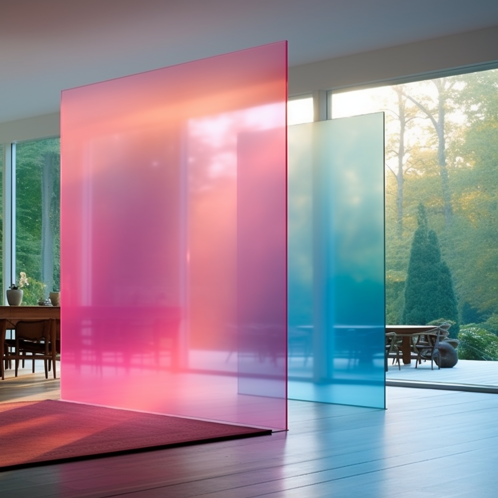 Pink & blue glass cube