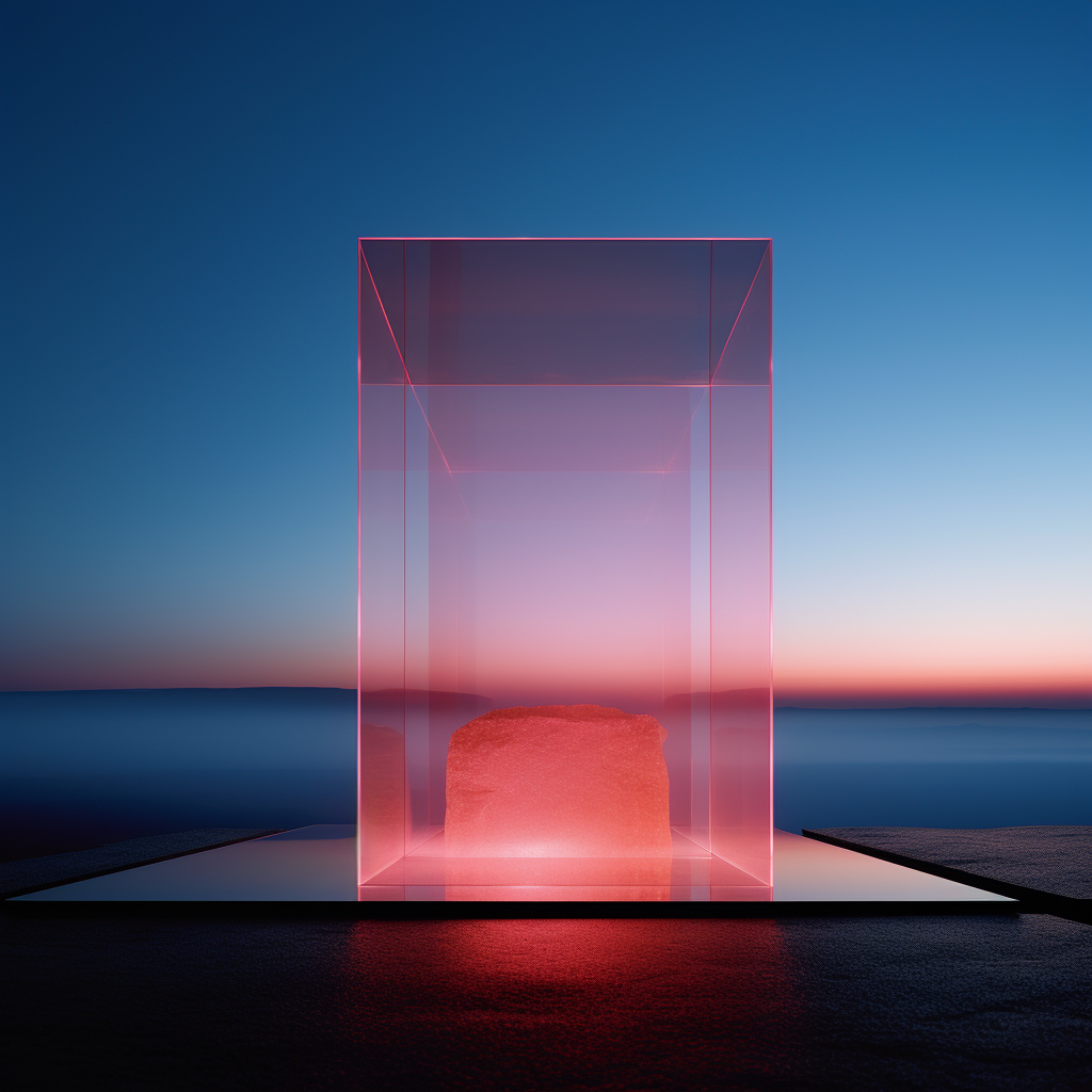 Pink & blue glass cube