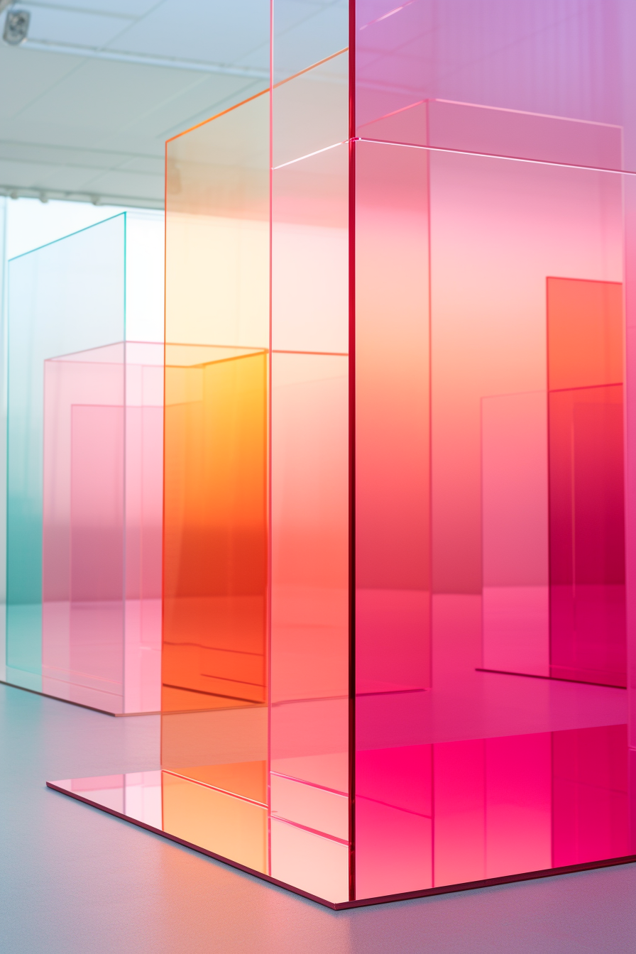 Pink & blue glass cube