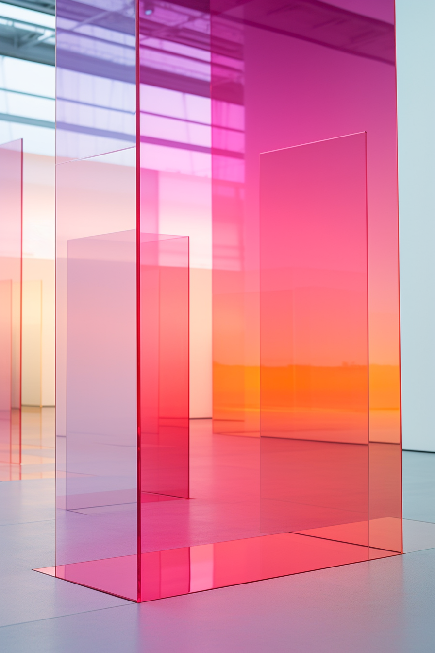 Pink & blue glass cube