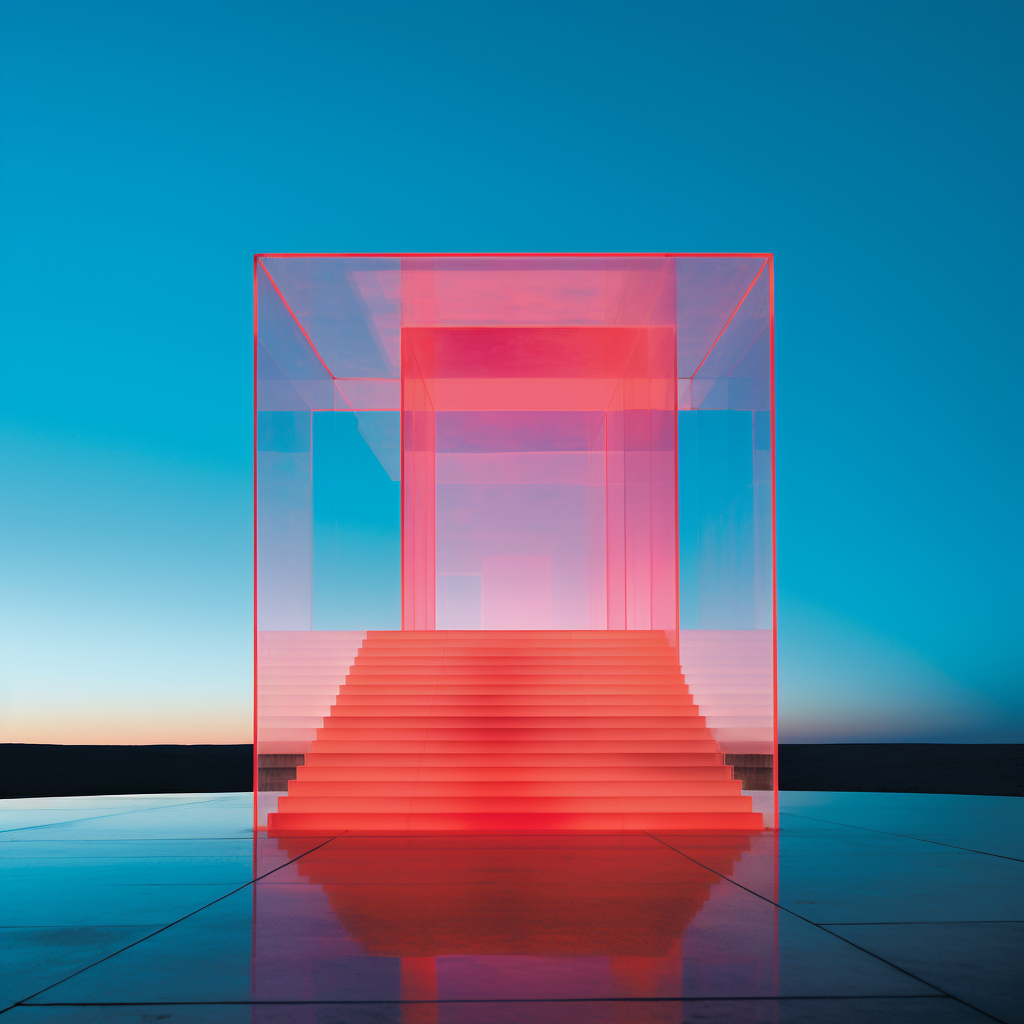 Pink & blue glass cube