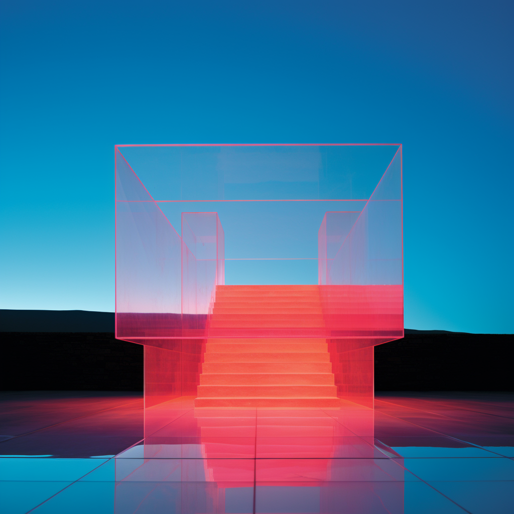 Pink & blue glass cube