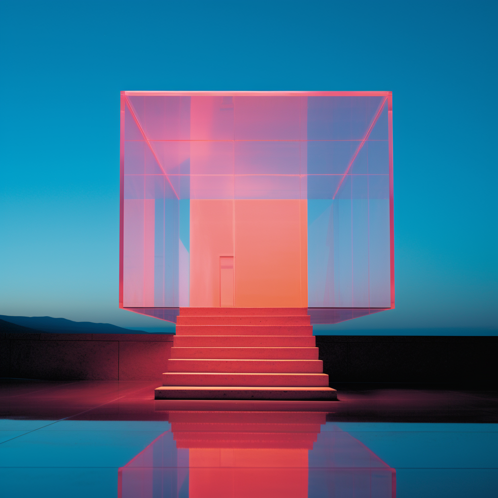 Pink & blue glass cube