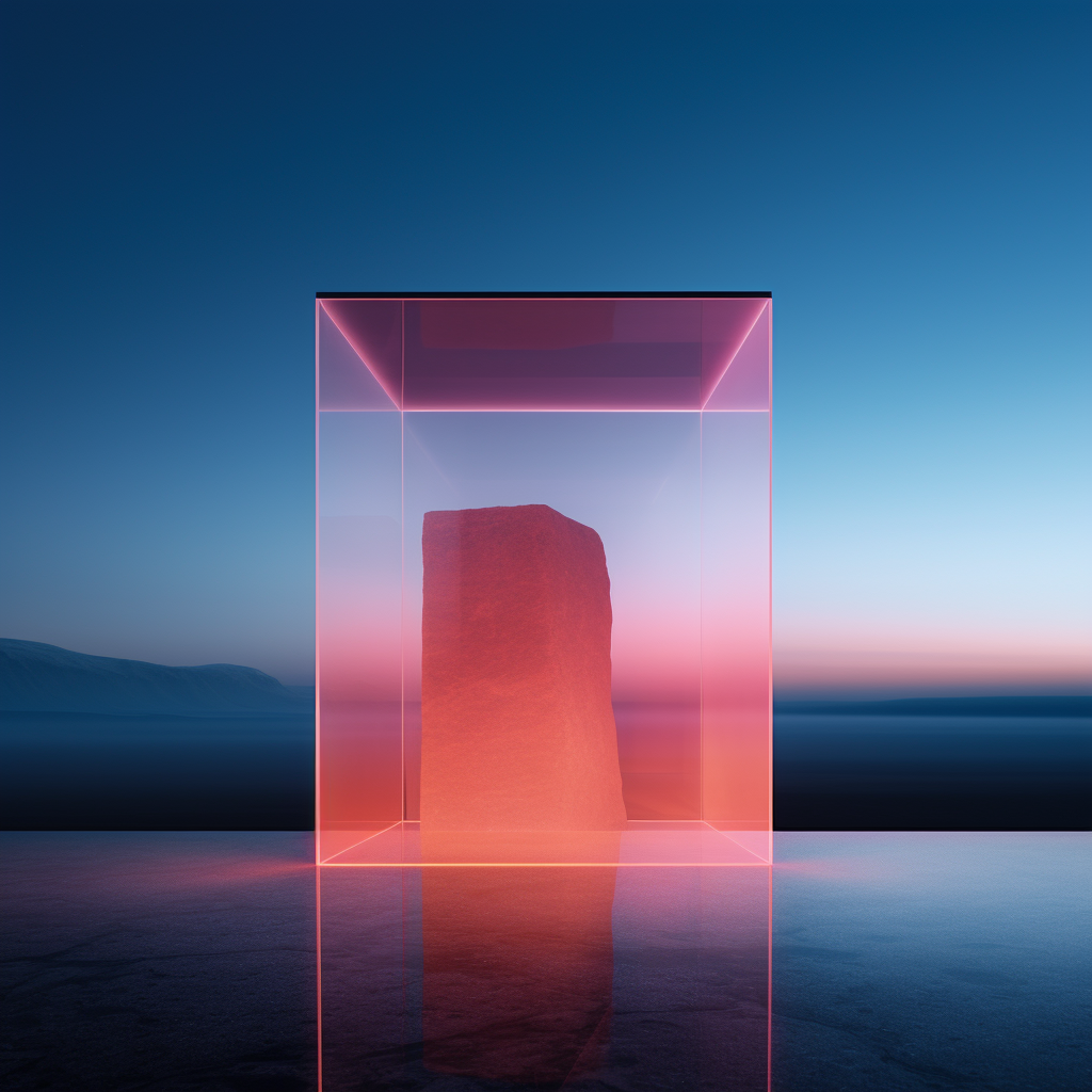 Pink & blue glass cube