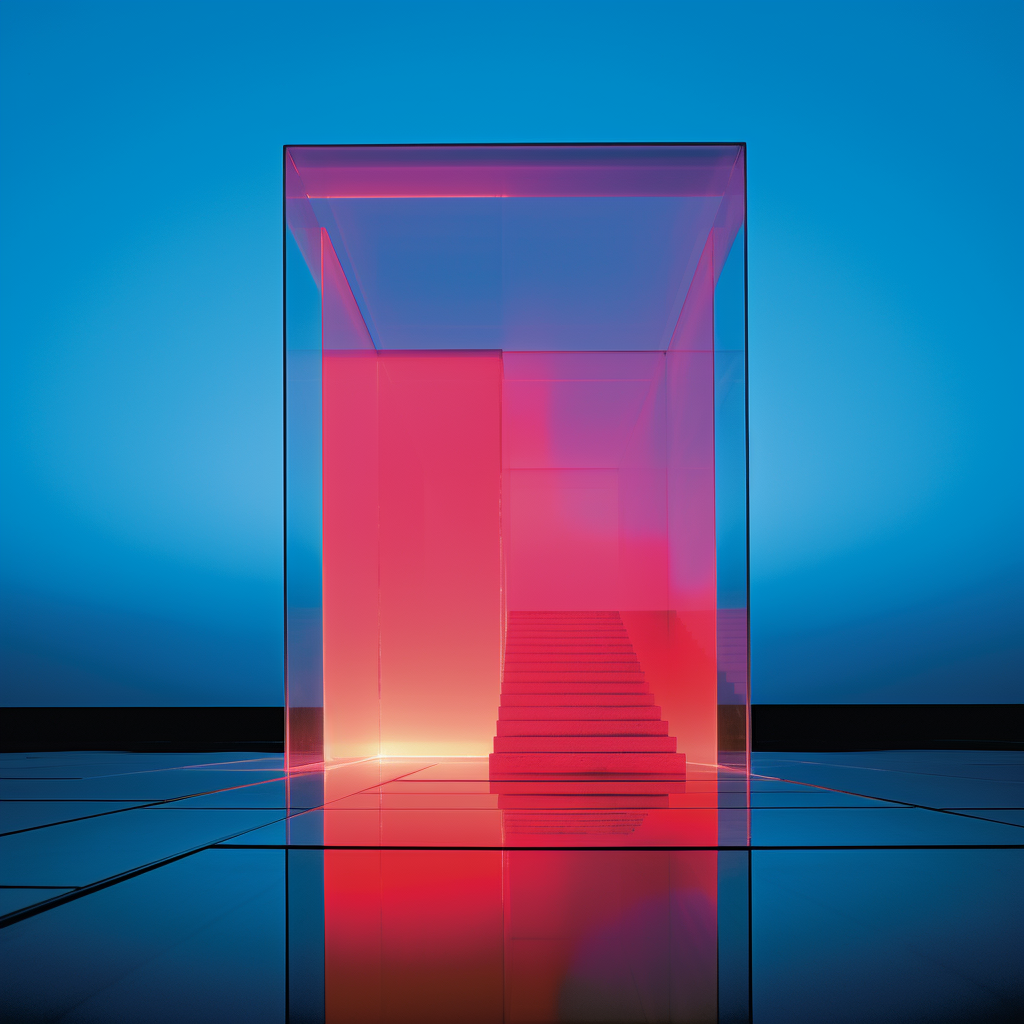 Pink & blue glass cube