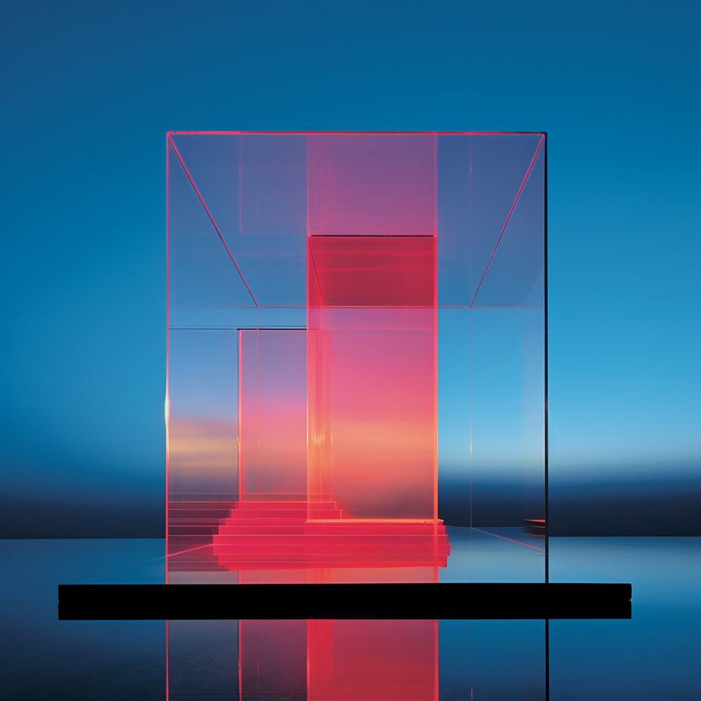 Pink & blue glass cube